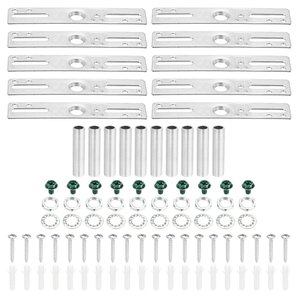 PATIKIL 4" Ceiling Light Plate Kit, 10 Pack Light Crossbar Mounting Bracket Universal Lamp Fixture Hardware Set for Chandelier Wall Light, Silver