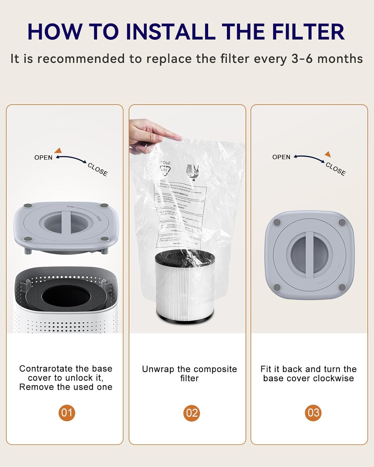 Tailulu H13 True HEPA Air Purifier - Quiet 15dB for Large Rooms up to 1500ft² | Ideal for Pets, Dust, and Odors