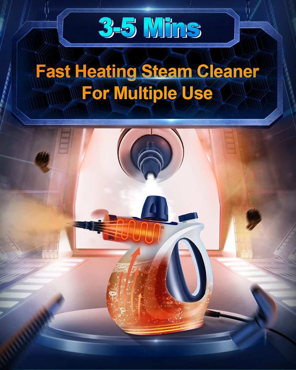 Skiennix Handheld Steam Cleaner - Multi-Surface Pressurized Steamer with 11-Piece Accessory Set