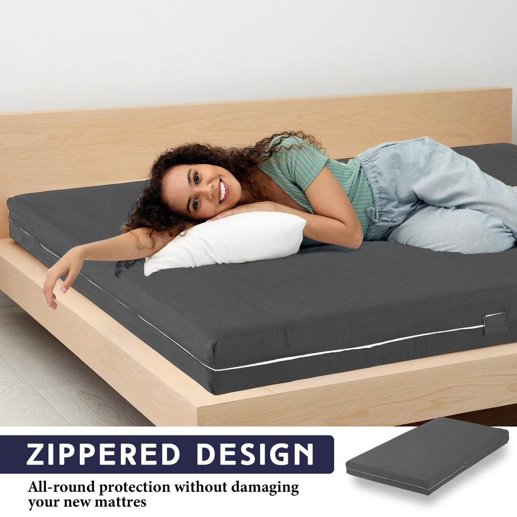 HunnmingRe Zippered Mattress Fitted Protector Deep Mattress Encasement Soft Zipper Fitted Sheet Microfiber Bed Sheet Cover for Bed(Dark Gray,King,12-16in)