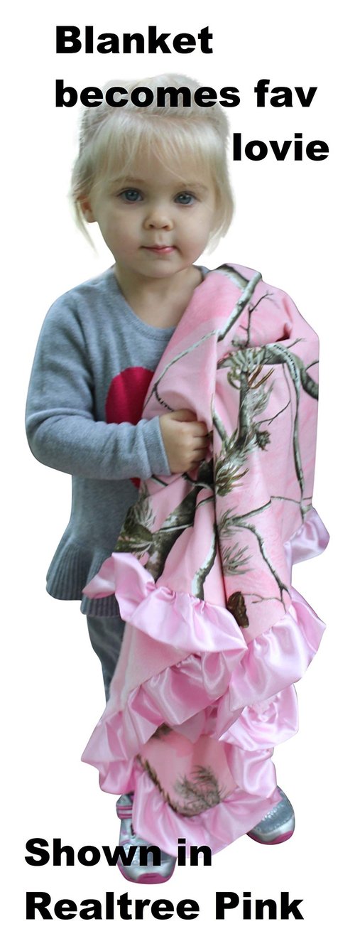 Mossy Oak BU Pink Hunting Camo Baby Blanket, Super Soft Carstens Microfur Back and Satin, Bow, Newborn Pink Camouflage Gift Blanket