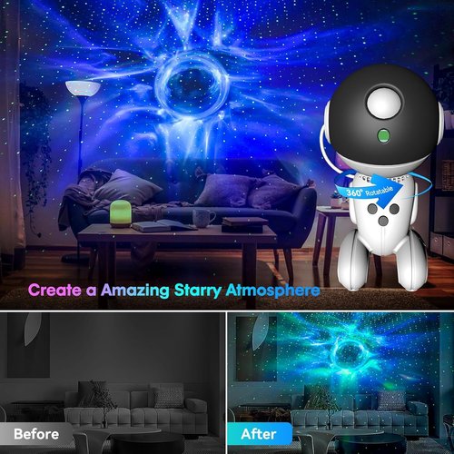 Robot Galaxy Lights Projector, APP Control Star Projector Nebula Light with Remote - Galaxy Star Night Light for Bedroom with Timer and White Noise Kids Adult Gifts for Christmas Birthdays