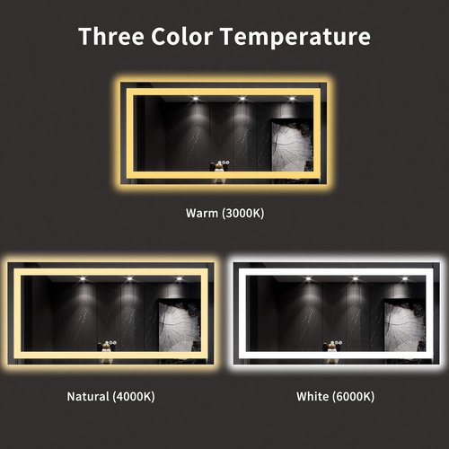 LOAAO LED Bathroom Mirror - 60x30 Inch, Anti-Fog, Dimmable, Backlit & Front Lit, Tempered Glass