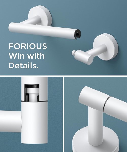 FORIOUS Toilet Paper Holder - Stainless Steel Rustproof Double Post Pivoting Design | White Finish