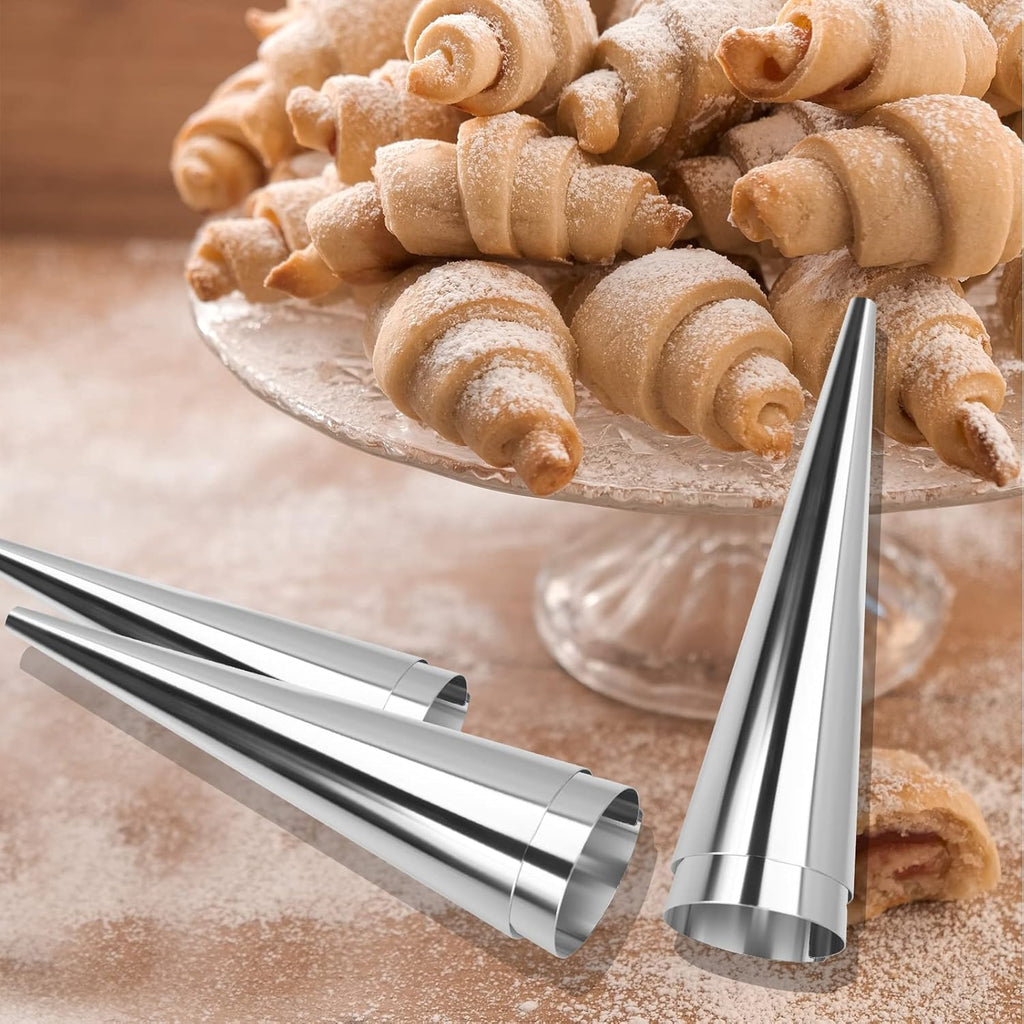 Tinfol 20 Pack Cream Horn Molds - 4.7 Inch Stainless Steel Baking Cones for Cannoli & Ice Cream