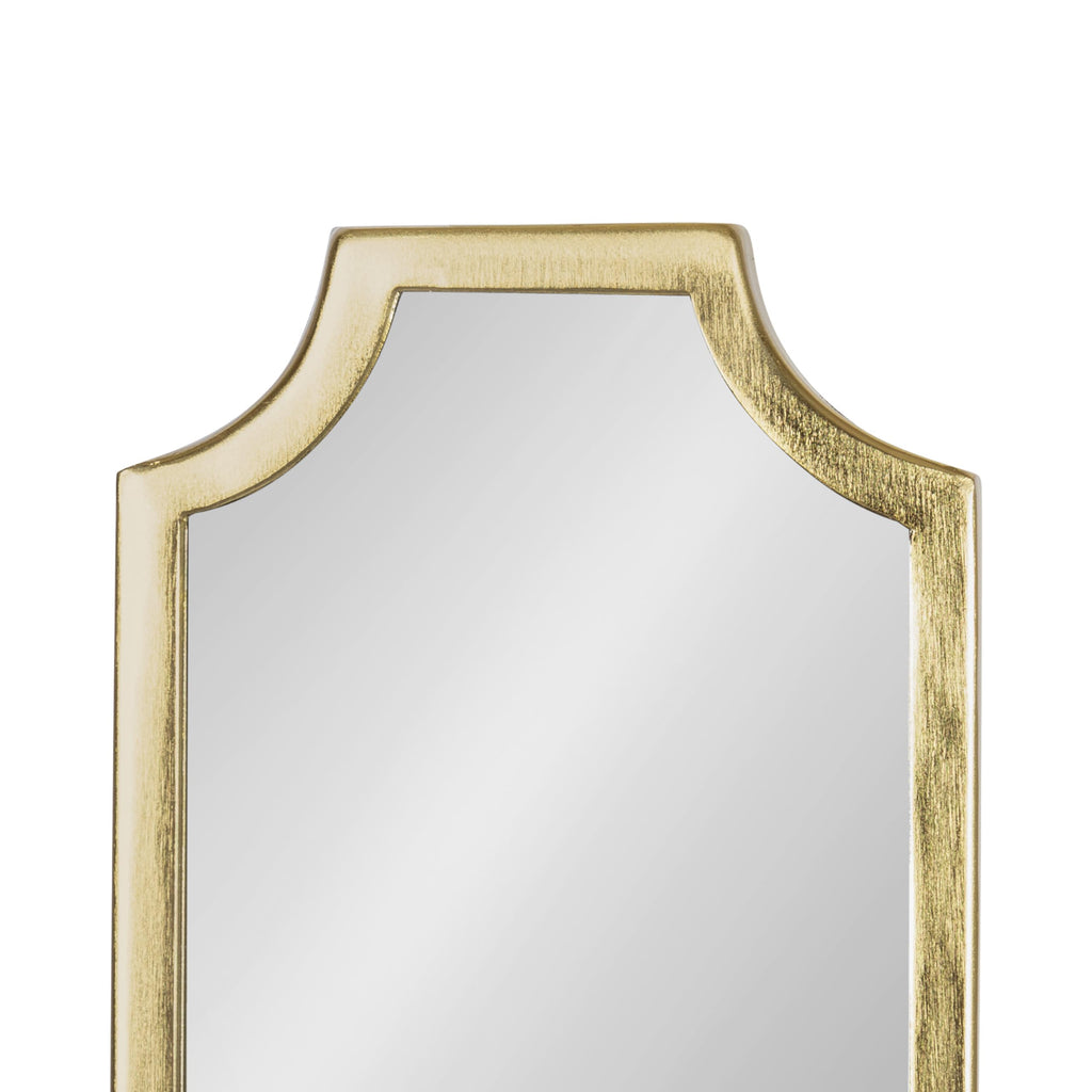 Kate and Laurel Ciel Glam Mirrored Wall Sconce; 6 x 5 x 16; Gold; Modern Scalloped Candle Holder with Removable Glass Cylinder and Mirror for Bathroom or Bedroom Wall Decor