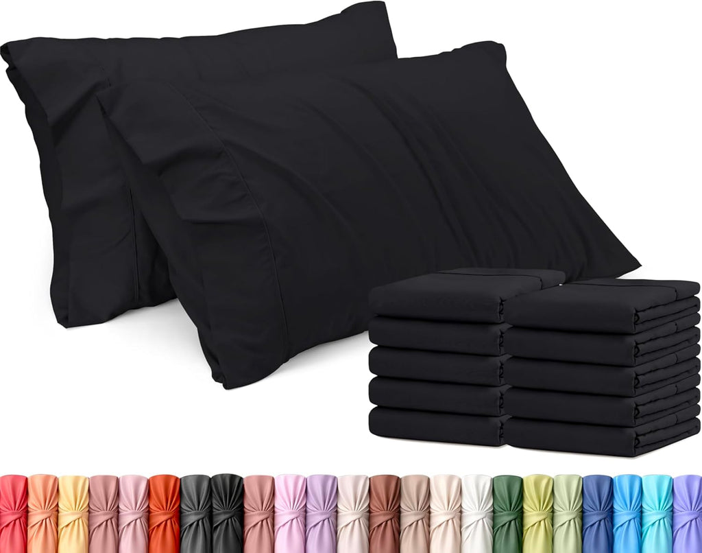 Utopia Bedding Queen Pillow Cases - 12 Pack | Soft Brushed Microfiber | Fade Resistant 20" x 30" Black