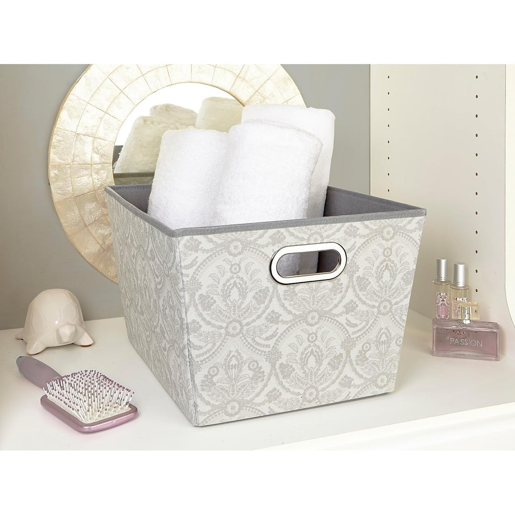 Laura Ashley LA-95613 Large Grommet Bin in Almeida Storage Basket, Dove Grey