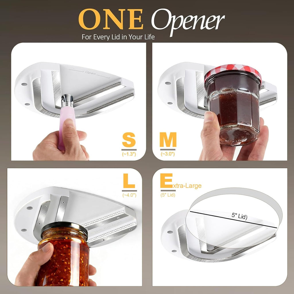 Skiennix Jar Opener - Ergonomic Design for Seniors with Arthritis | One-Handed, Stainless Steel, White