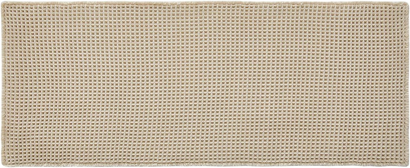 TYUU Bathroom Rug - Non-Slip Waffle Bath Mat | Super Absorbent & Quick Dry, 48''x24'' Pale Beige