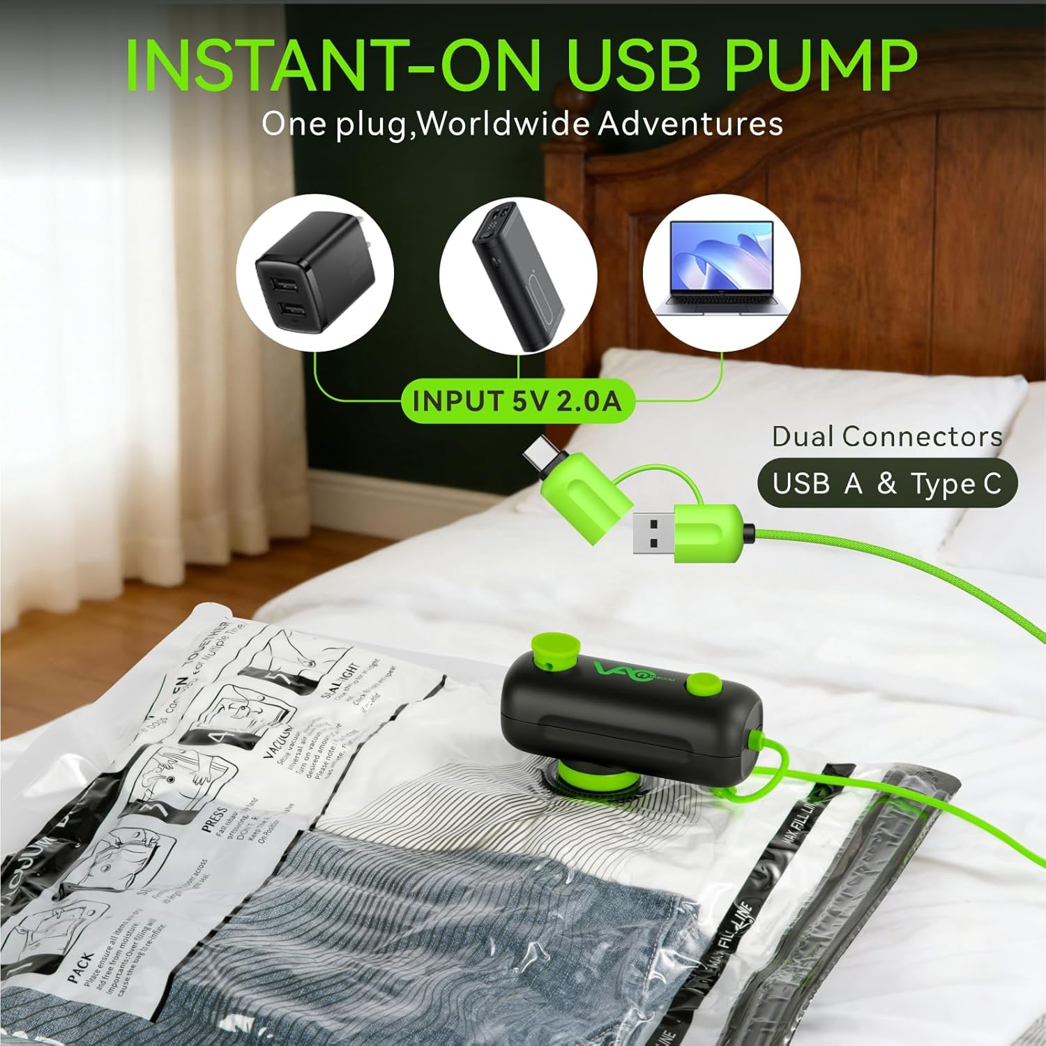 Skiennix Vacuum Bags for Travel - 18 Pack USB Electric Pump Seal Bags | Space Saver for Luggage