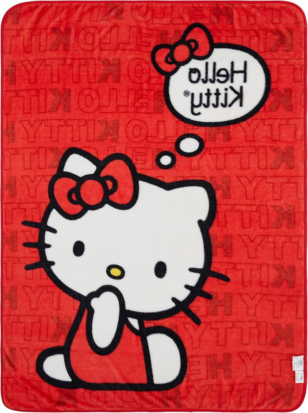 Sanrio Hello Kitty Sitting Pretty Throw Blanket 46" x 60" Soft Plush Fuzzy Fleece Blanket for Bed and Couch