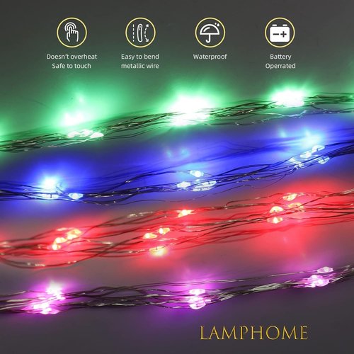 LAMPHOME Fairy Lights - 6 Pack Battery Operated 20 LED String Lights | 6.6ft Waterproof Silver Wire for DIY Party & Wedding Decor