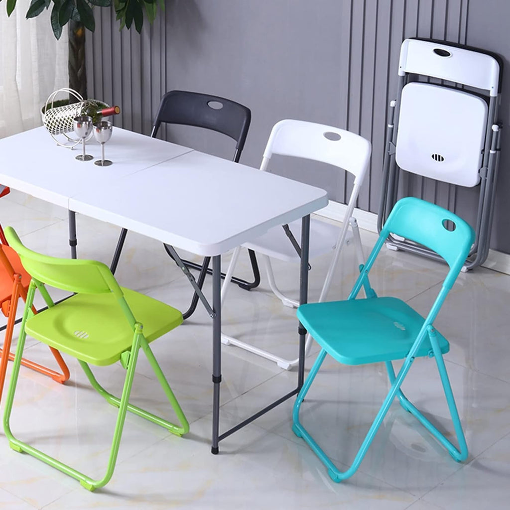 SKOK Folding Picnic Table - Adjustable Height 4/6/8FT - Portable Plastic Design with Handle for Events