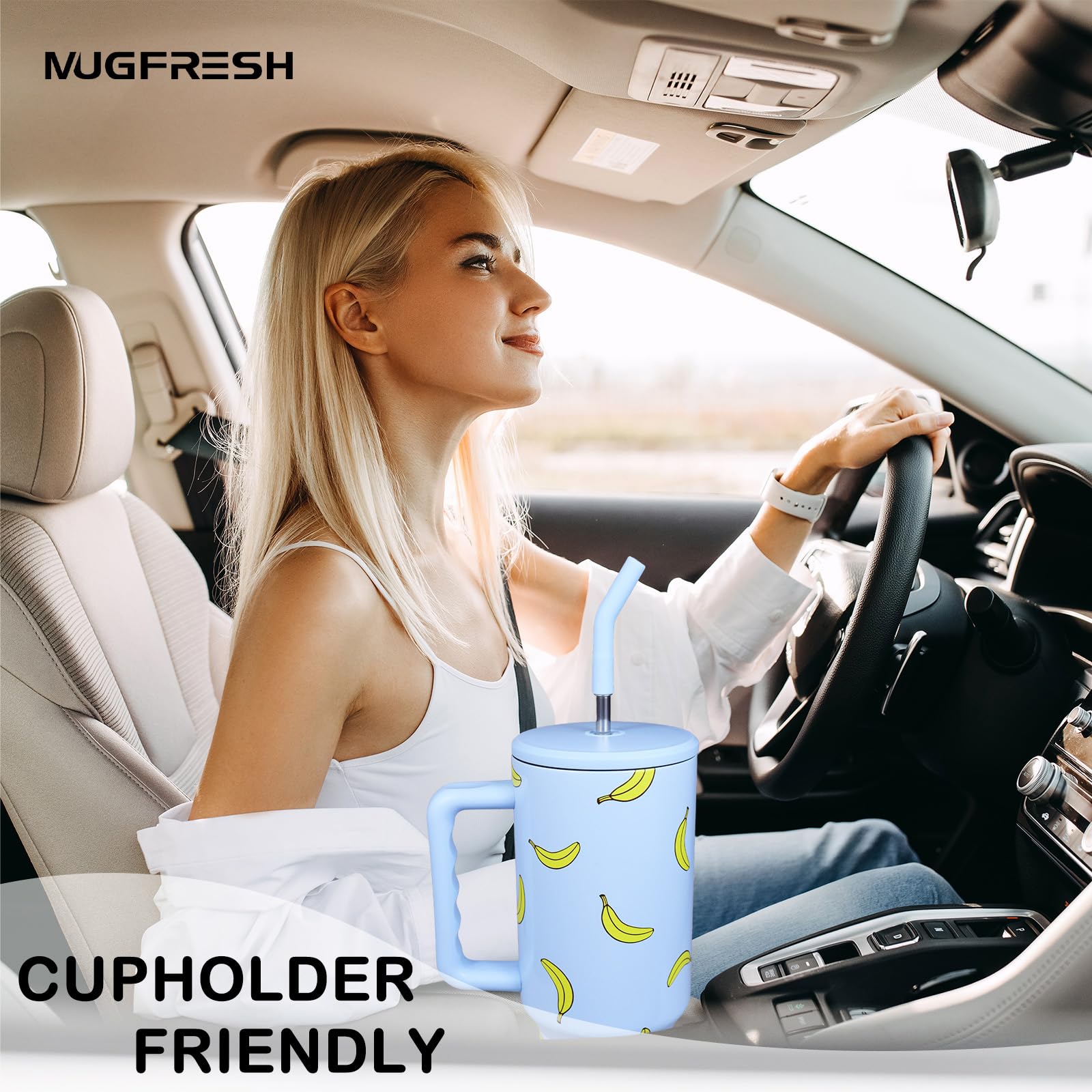 Butterfly Tumbler, Butterfly Gifts for Women 40 oz Insulated Tumbler with Handle and Straw Cup Holder Friendly Travel Mug Stainless Steel Water Bottle
