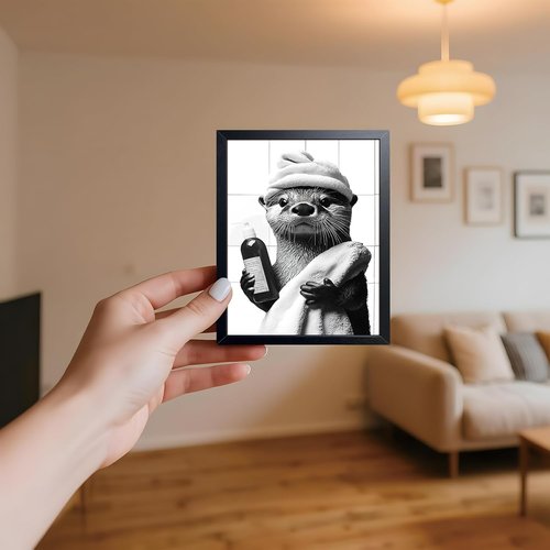 ARKZSHO Bathroom Wall Art - Funny Otter Canvas Print | Modern Farmhouse Decor 8x10 Inch Framed