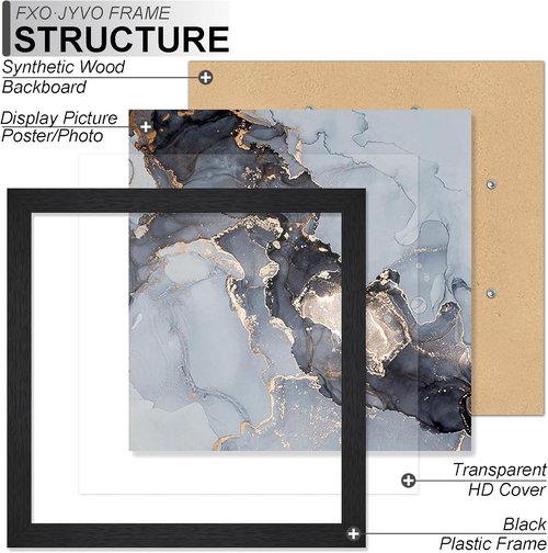 Fxojyvo 9x9 Black Picture Frame - Lightweight & High Transparency for 9"x9" Photos | 1 Pack