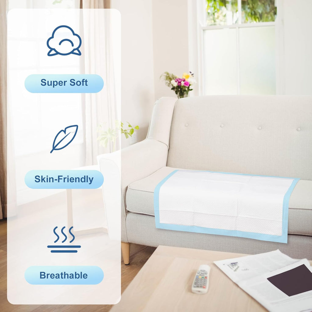 Regine Switzerland Disposable Adult Bed Pads - Super Absorbent XXL Underpads for Incontinence | 30” x 36”, Blue - Heavy Duty & Quick Drying