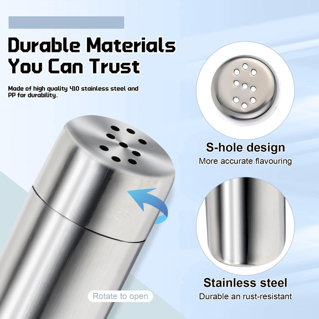 Stainless Steel Mini Salt and Pepper Shakers 4-Pack, Leak-Proof Travel Size Spice Containers, Airtight Moisture-Proof Seasoning Set for Camping, Lunch Box, Kitchen, Outdoor