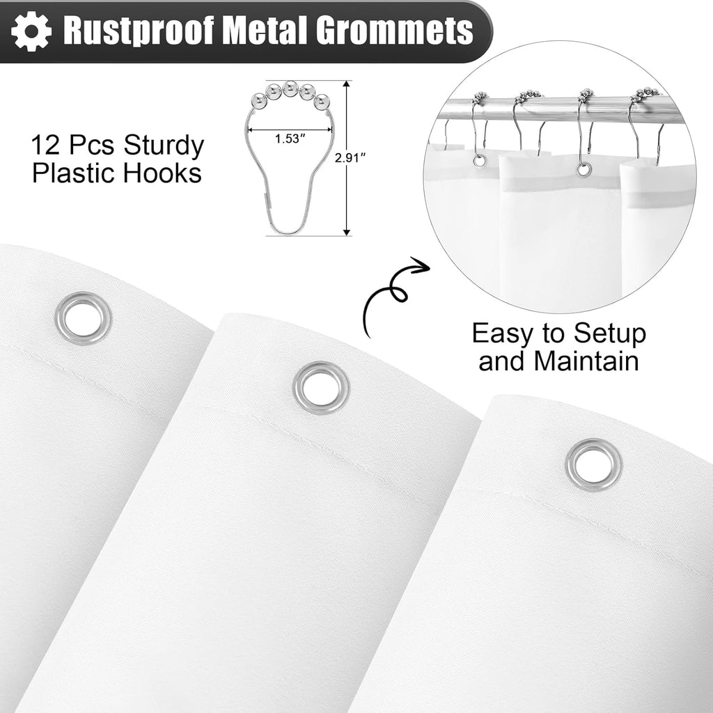 OLANLY Luxury Ombre Shower Curtain Set - Waterproof & Washable | Black & Grey, 72x72 Inches