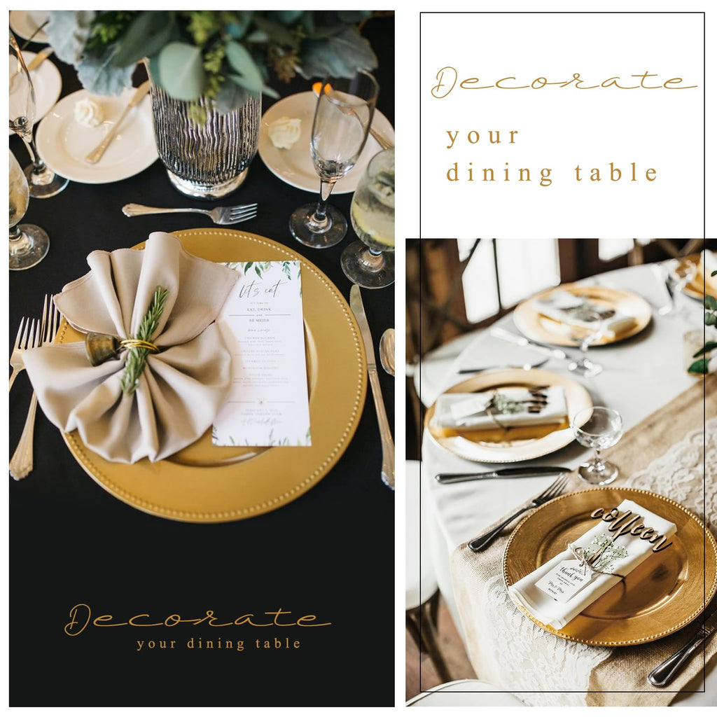 YJYQHYX 24 Pack Gold Charger Plates 13" Plastic Round Charger Plates Dinner Plate With Beaded for Wedding Table Dinner Kitchen Easter Catering Event Party Decoration