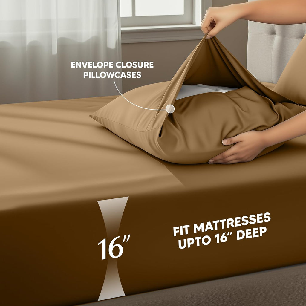 Utopia Bedding Full Size Sheet Set - Soft, Breathable Microfiber, 4-Piece in Mocha | Oeko Tex Certified