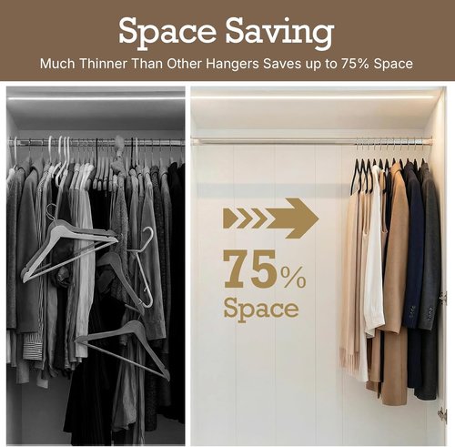 HOUSE DAY Black Velvet Hangers - 240 Pack Premium Non-Slip Felt Clothes Hangers | Heavy Duty, Space Saving