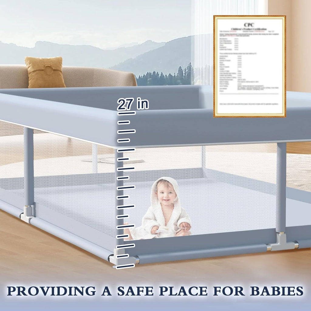 XVISHX Baby Playpen - 65 x 50 Inch Indoor & Outdoor Playard with Soft Breathable Mesh - Grey
