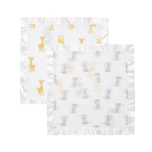 aden + anais Essentials Issie Security Blankets, Super Soft 100% Cotton Muslin, 2 Pack, Safari Babes