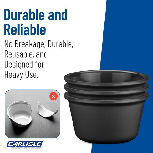 Carlisle FoodService Products Plastic Ramekin Sauce Bowl for Home and Restaurant, Plastic, 4 Ounces, Black, (Pack of 48)
