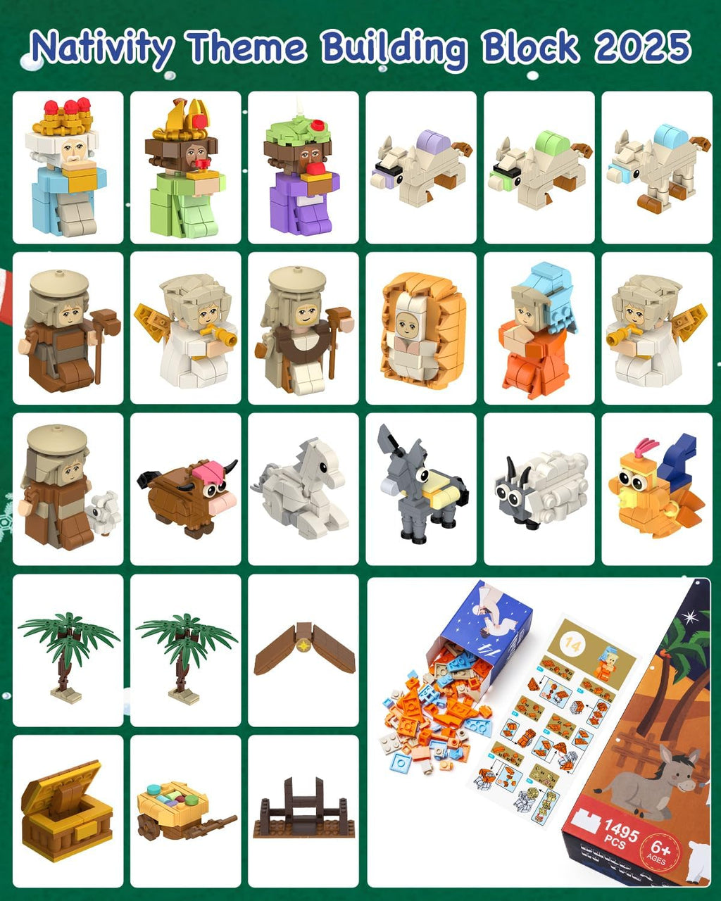 Nativity Advent Calendar 2025 - 24-Day Building Blocks Countdown Toy for Kids & Adults