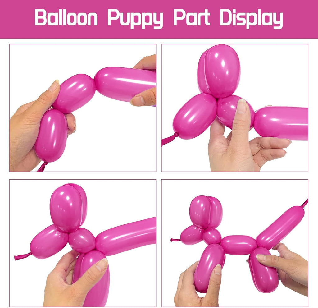 Skiennix 100Pcs Hot Pink 260Q Balloons - Thick Latex Twisting Balloons for Animal Models | Ideal for Halloween & Birthdays