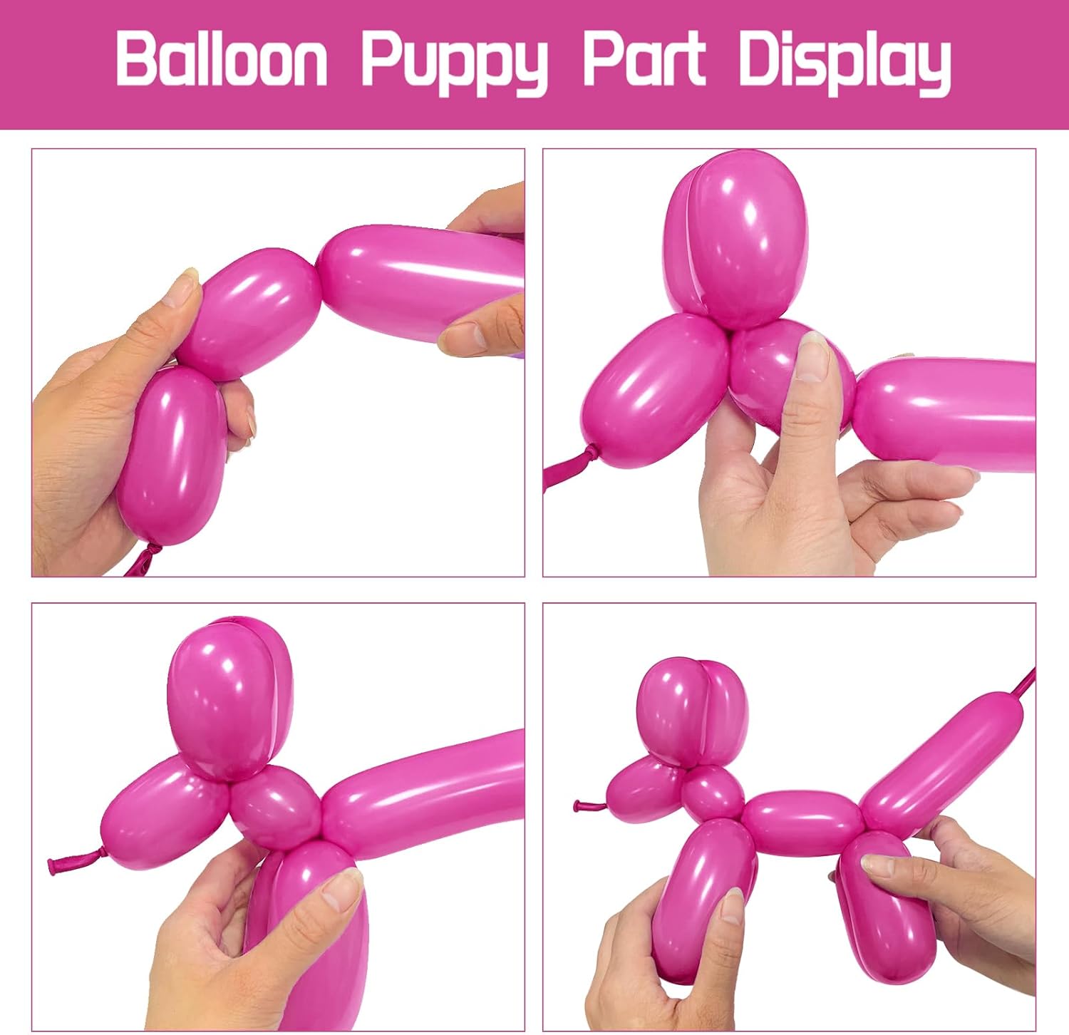 Skiennix 100Pcs Hot Pink 260Q Balloons - Thick Latex Twisting Balloons for Animal Models | Ideal for Halloween & Birthdays