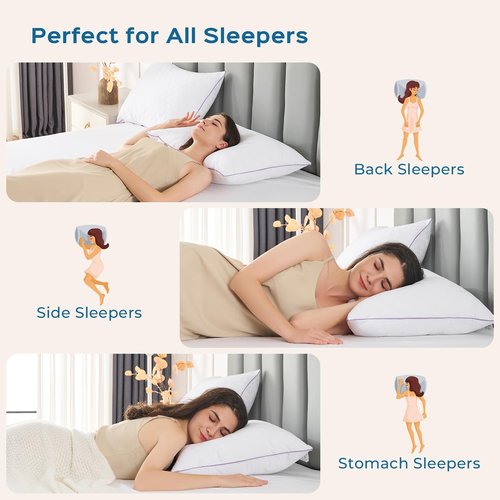 JOLLYVOGUE Pillows King Size Set of 2, Bed Pillow for Side, Back, and Stomach Sleepers, Down Alternative Filled Pillows, Luxury Hotel Quality and Machine Washable, 34" x 17", 2 Pack
