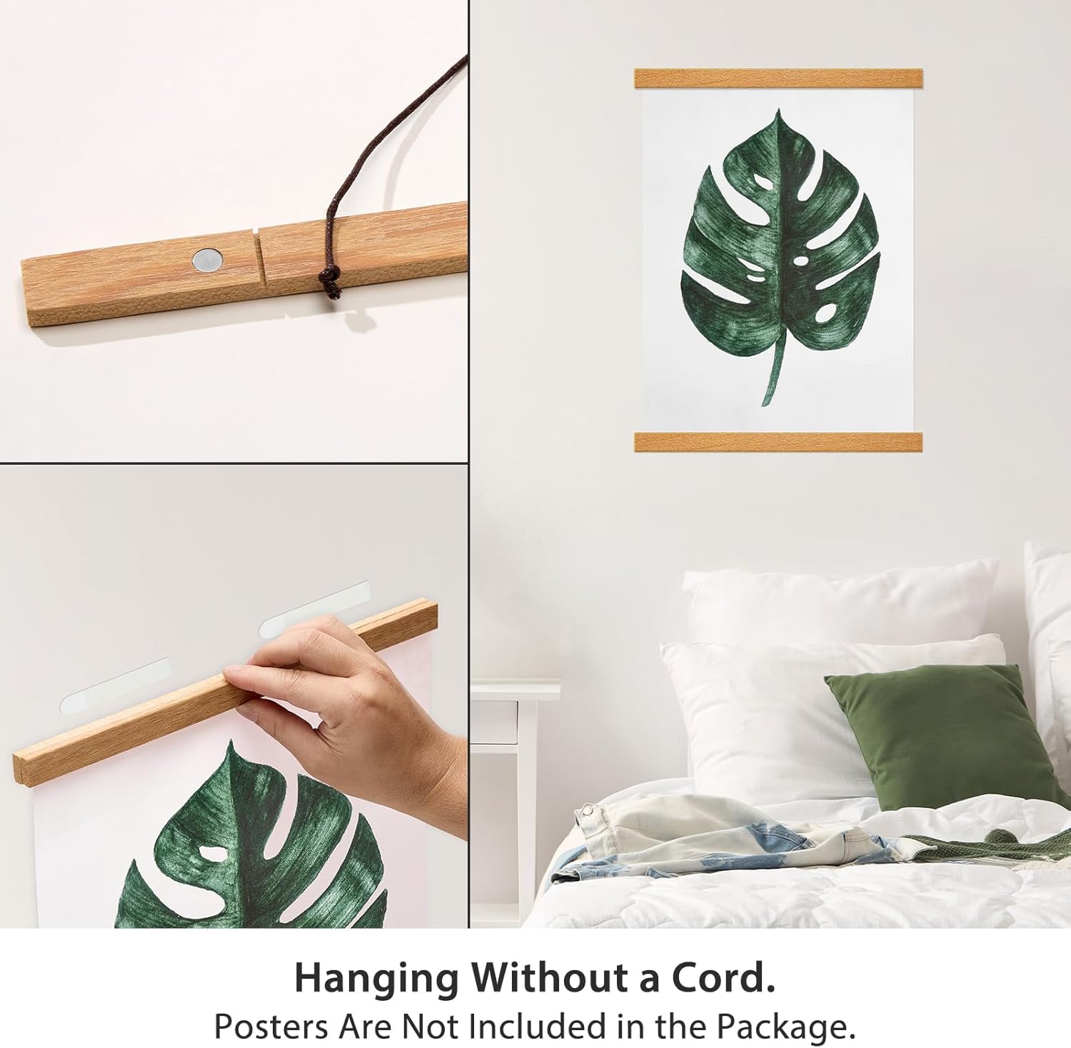 Skiennix Magnetic Poster Hanger Frame - Teak Wood Design for 20x30, 20x28, 20x20 Movie & Music Posters | Ideal Wall Art Decor