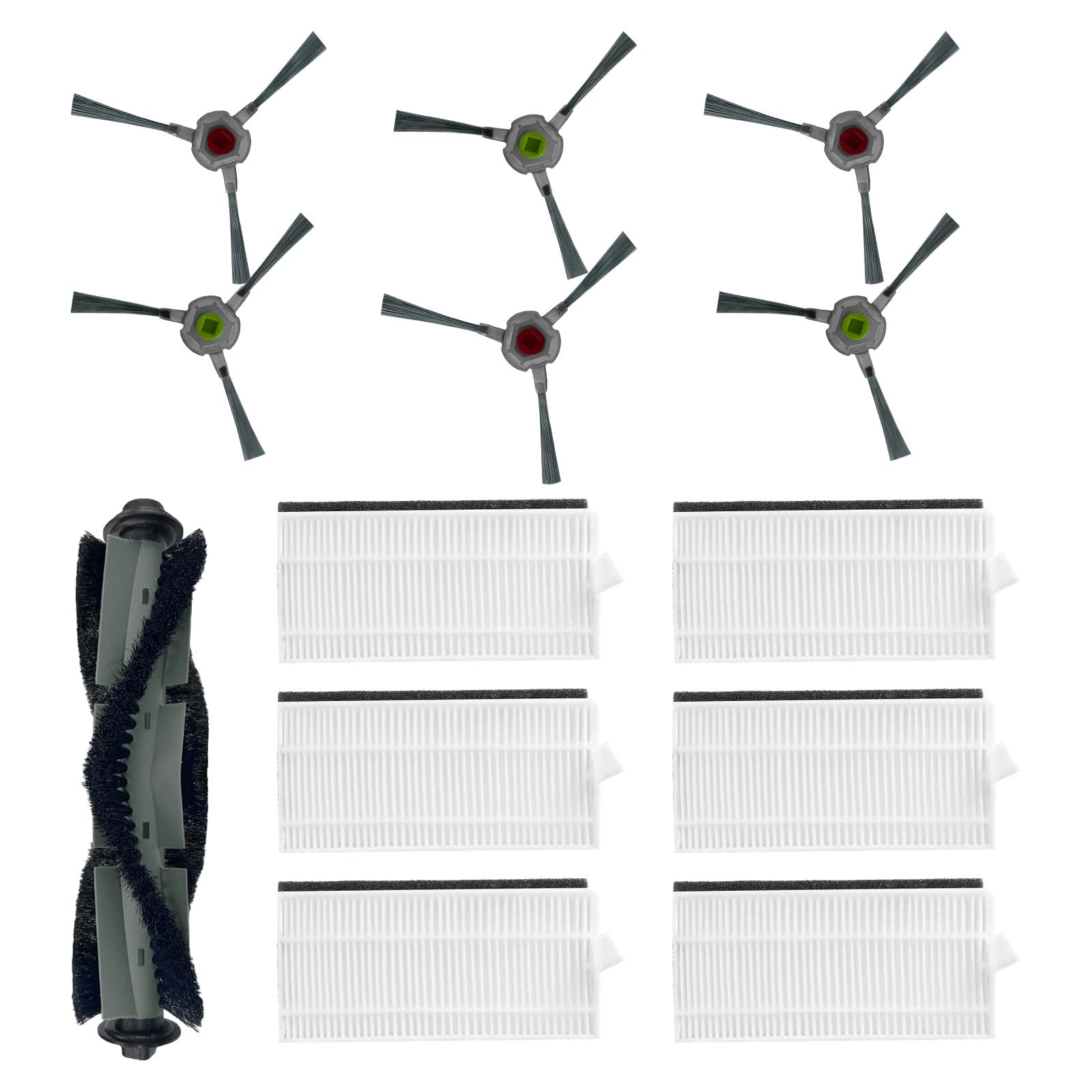 Replacement Parts Compatible with AIRROBO P20 Robot Vacuum Cleaner Spare Parts Accessories 1 Main Brush 6 HEPA Filter 6 Side Brushes, 𝐍𝐎𝐓 𝐟𝐨𝐫 𝐓𝟐𝟎 / 𝐓𝟐𝟓 / 𝐓𝟑𝟎 / 𝐏𝟑𝟎