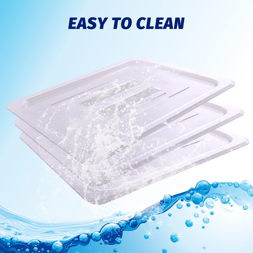6-Pcs Food Pan Lid Half Size Clear Polycarbonate Hotel Pan Cover with handle