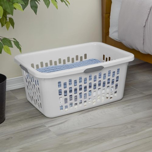 Large Plastic Laundry Basket by [Brand Name] - 2 Bushel Capacity, Durable & Collapsible with 4 Comfort Grip Handles | Ideal for Bedroom, Laundry Room & Dorm