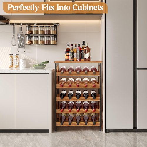 LUMAMU 25 Bottle Wine Rack Freestanding Floor Rustic Wine Holder Stand 5 Tier Wobble-Free Tall Wine Racks Wine Large Display Storage Shelf for Cellar Kitchen 21.6''L x 10.6''W x 31.8''H