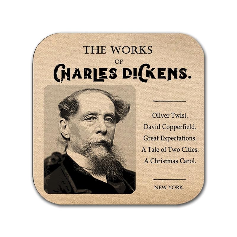 Six Dickens Coasters Set - Oliver Twist & Other Classic Novel Designs, 4" Square