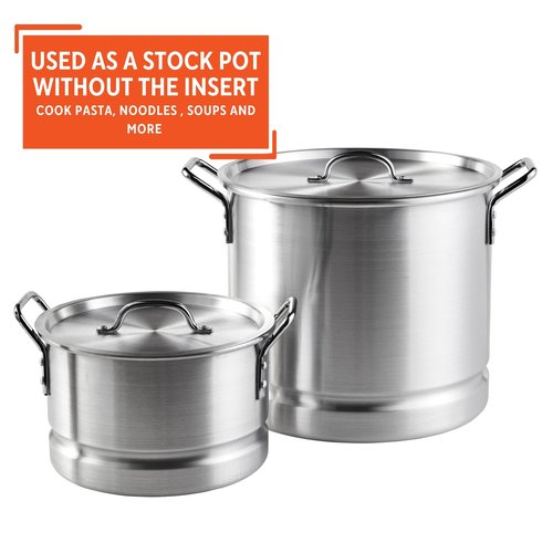 IMUSA Aluminum Steamer Dual Piece Set, 32 Qt and 10 Qt, Silver