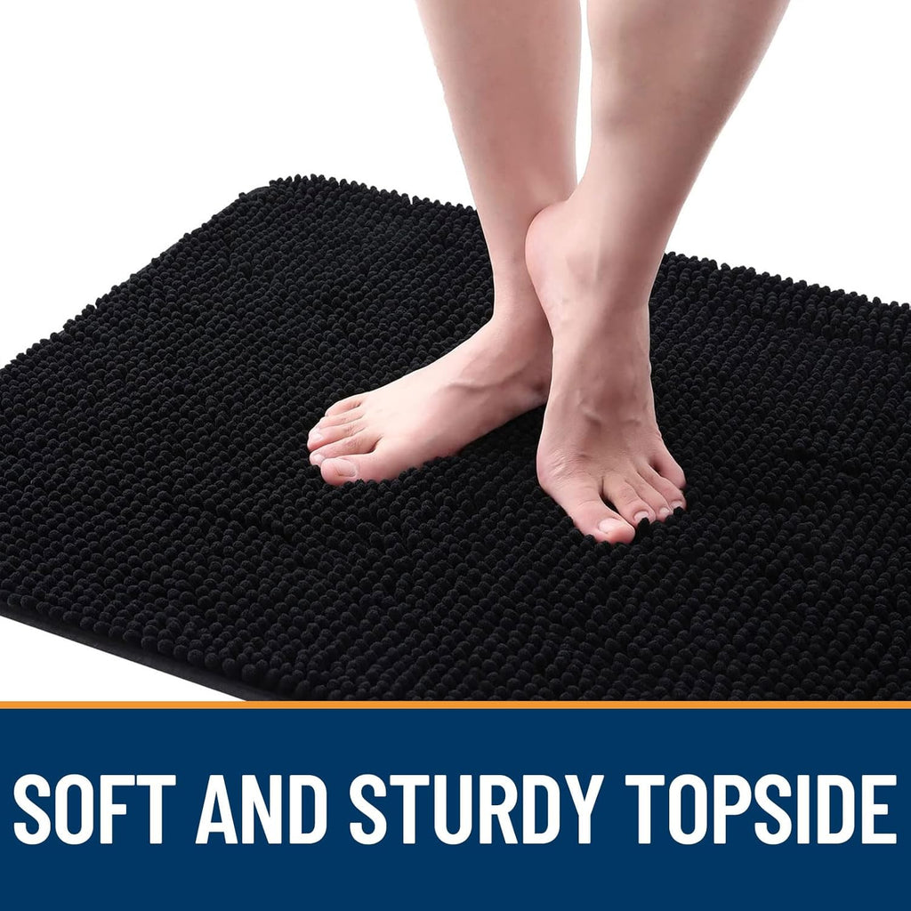 OLANLY Dog Door Mat - Absorbent Non-Slip Mud Mat for Indoor Use | Quick Dry Chenille, 59x32, Black