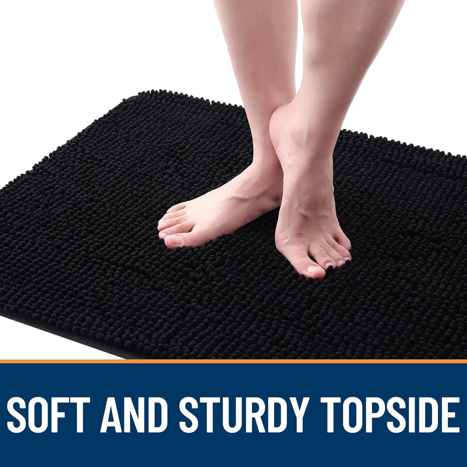 OLANLY Dog Door Mat - Absorbent Non-Slip Mud Mat for Indoor Use | Quick Dry Chenille, 59x32, Black