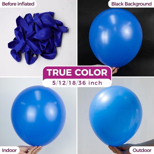 Bezente Royal Blue Latex Party Balloons - 100 Pack of 12-Inch Round Helium Balloons for Celebrations