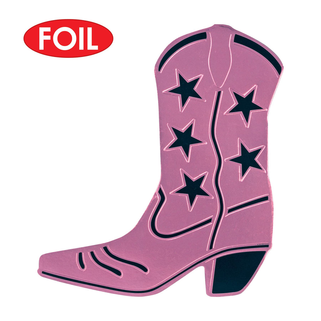 Beistle , 6 Piece Foil Cowboy Boot Silhouettes, 16'' (Pink/Black)
