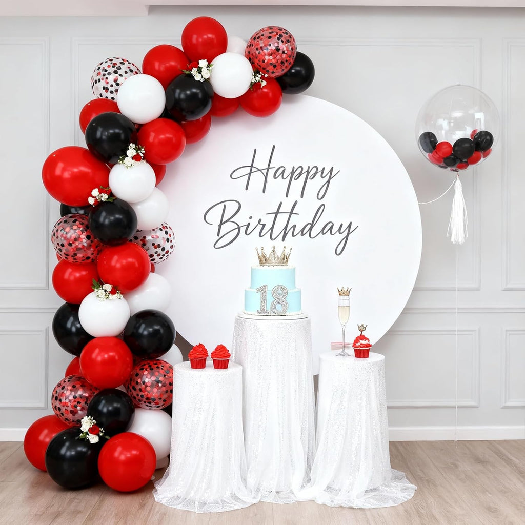 Red and Black Balloons - 60PCS 12-Inch Metallic Confetti Balloons for Birthday & Wedding Decor