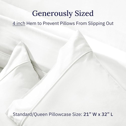 California Design Den Pillowcase Set - 400 Thread Count 100% Cotton Sateen, Soft & Breathable - Ivory, Queen Size (Set of 2)