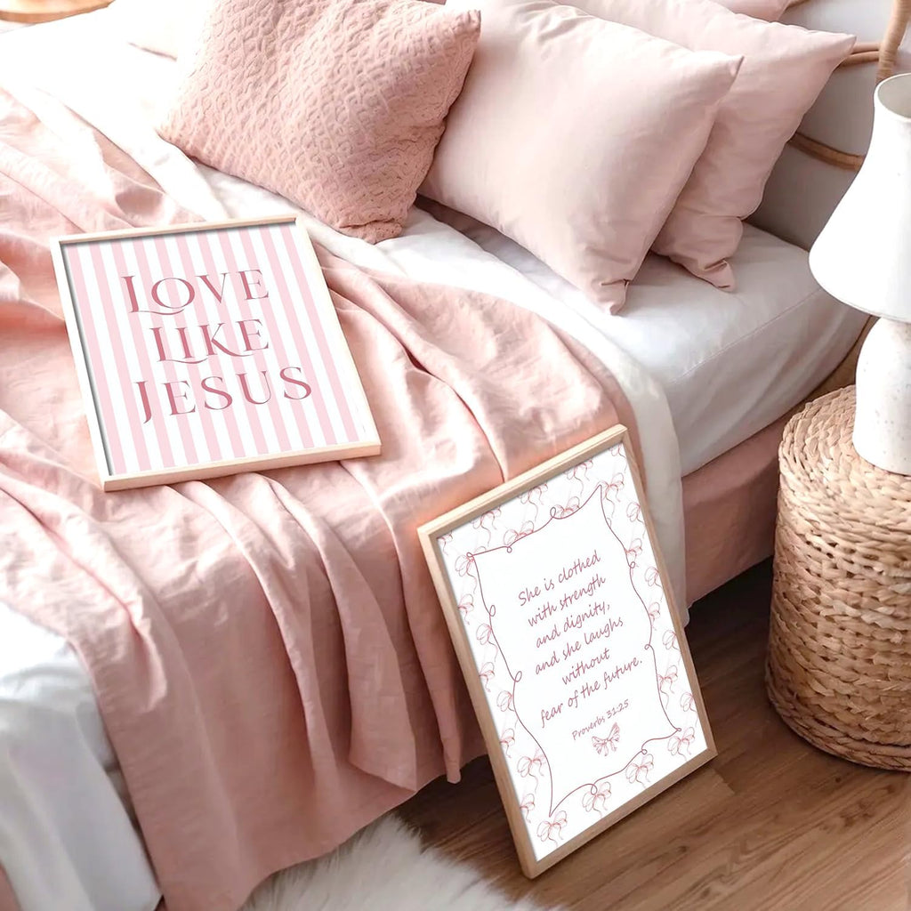 Aglcatie Coquette Pink Bow Wall Art - Set of 6 Aesthetic Posters for Teen Girls | Unframed 8x10 in