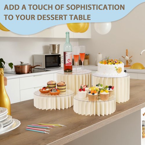 Flenpptly 8 Pcs Buffet Risers, Food Risers for Buffet Table, White Food Display Risers for Party Buffet Risers and Stands for Show Catering Desserts, Food, Jewelry (8 Pcs)