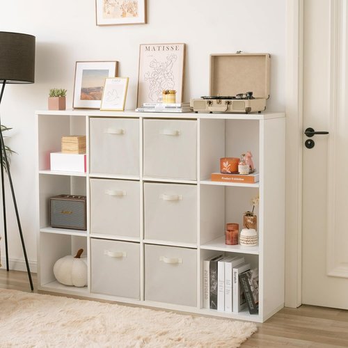 Granny Says Cube Storage - 13x13 Foldable Fabric Organizer Bins with Handle | Beige, 6-Pack
